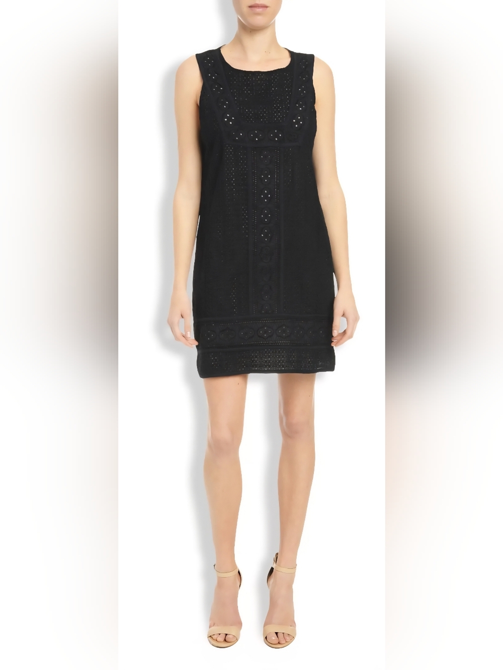 Lucky Brand black eyelet lace dress boho crochet cutout sleeveless festival chic